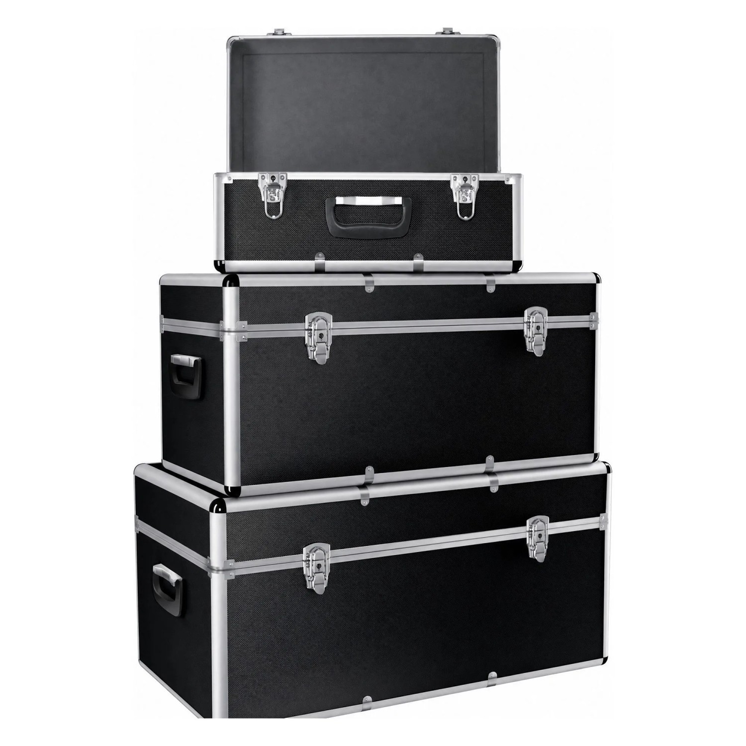 MASKO Alu Boxen Alukiste Transportbox Werkzeugkiste Lagerbox Schwarz 3 Stück