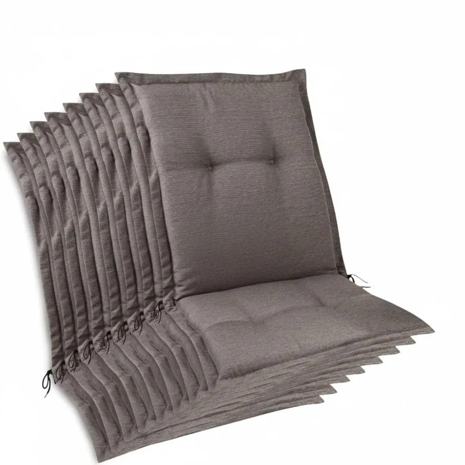 Beautissu 8er Set Premium Gartenstuhlauflage Niedriglehner 105x50x7cm Taupe