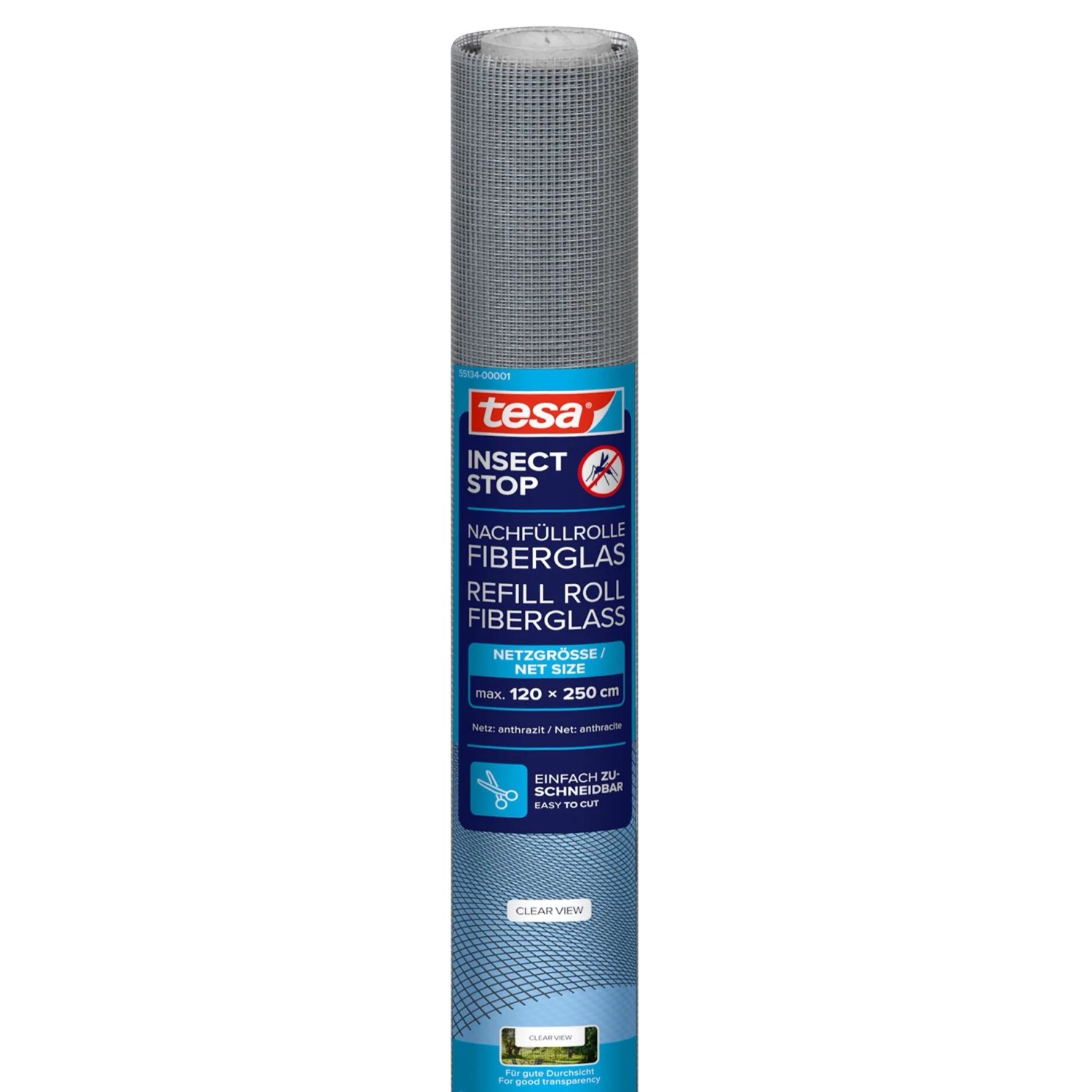 tesa® Insect Stop Fiberglas Nachfüllrolle, anthrazit, für Insektenschutznetze.
