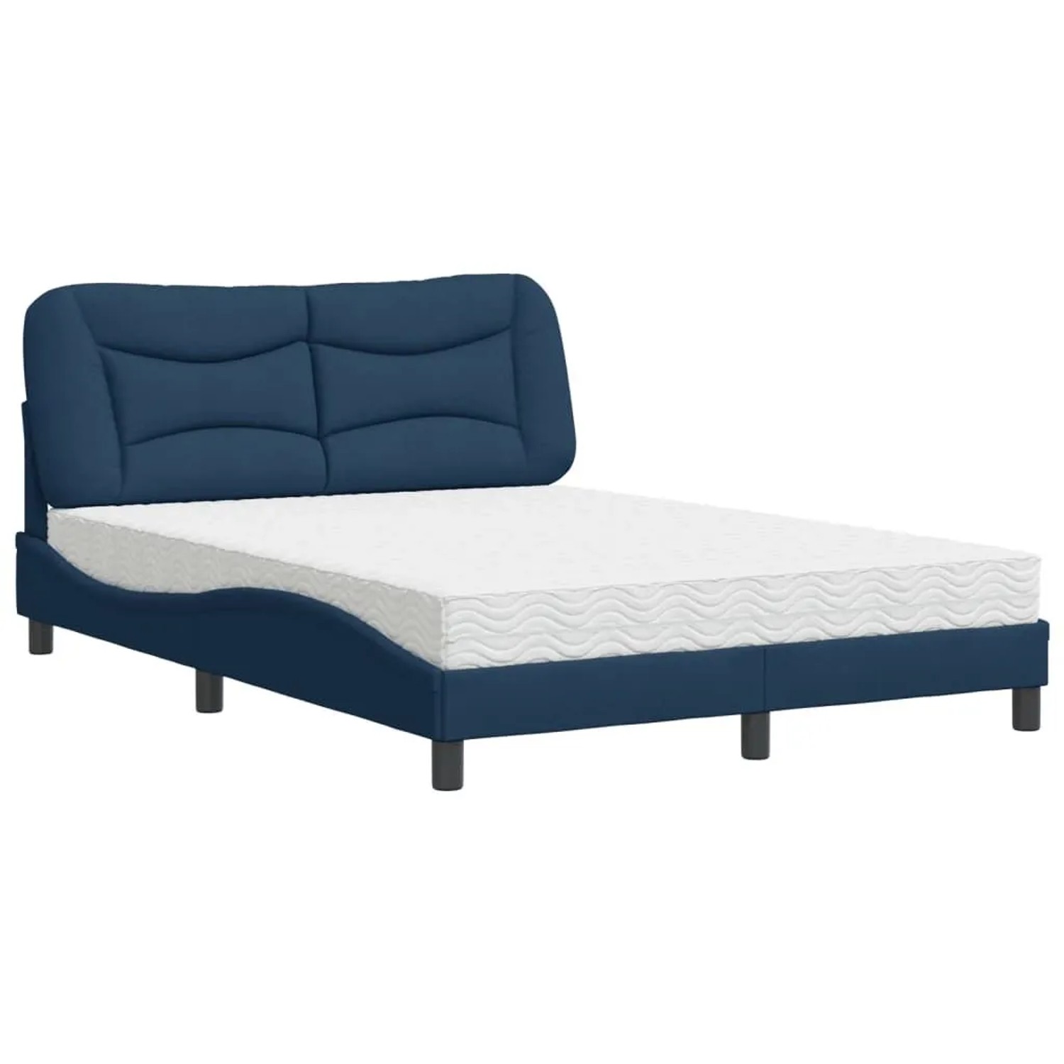 vidaXL Bett mit Matratze Hvar Blau 140x190 cm Stoff 3208533