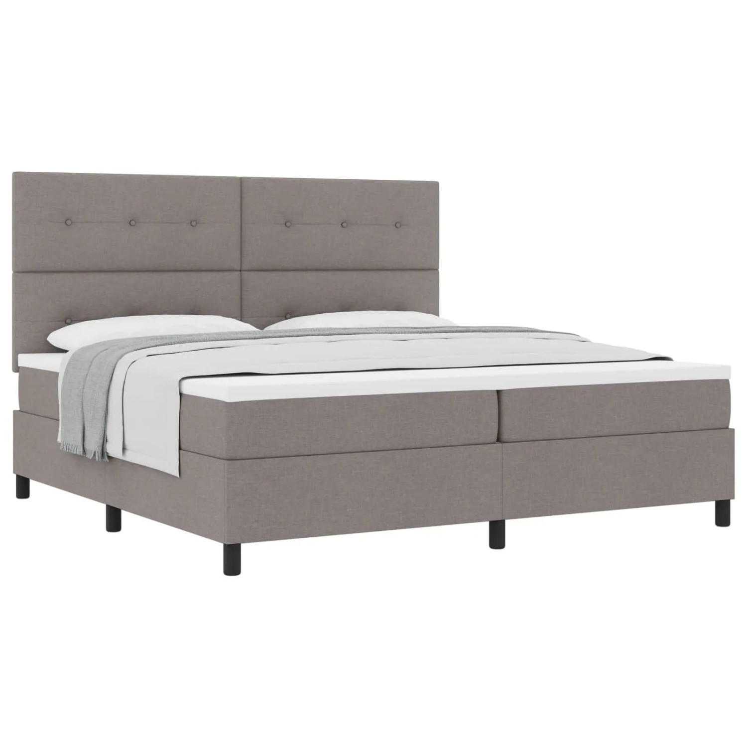 vidaXL Boxspringbett mit Matratze Taupe 200 x 200 cm Stoff 3339417