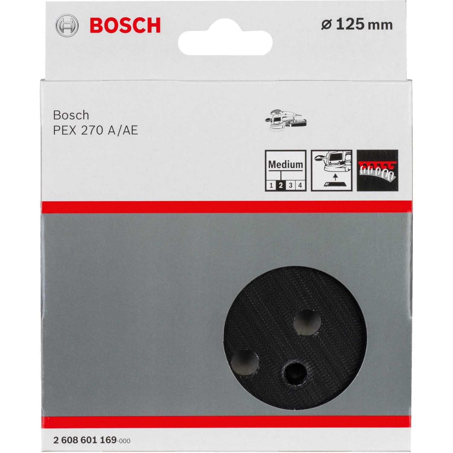 Bosch Schleifteller Pro 125 mm für Exzenterschleifer PEX 270 A/AE, mittelhart.