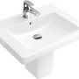 Villeroy & Boch Subway 2.0 Handwaschbecken, 600x470 mm, weiß, mit Überlauf und Hahnloch.