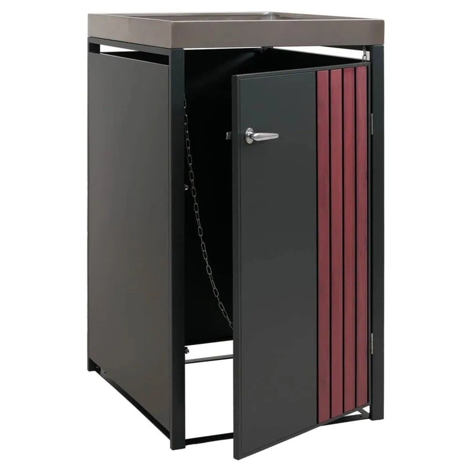 MCW 1er-Mülltonnenverkleidung O67 Anthrazit Holzoptik Dunkel 125x68x84cm