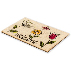 Astra Fußmatte Coco Style mit Blumenmuster, 40x60 cm, aus Kokosfaser für den Innenbereich.