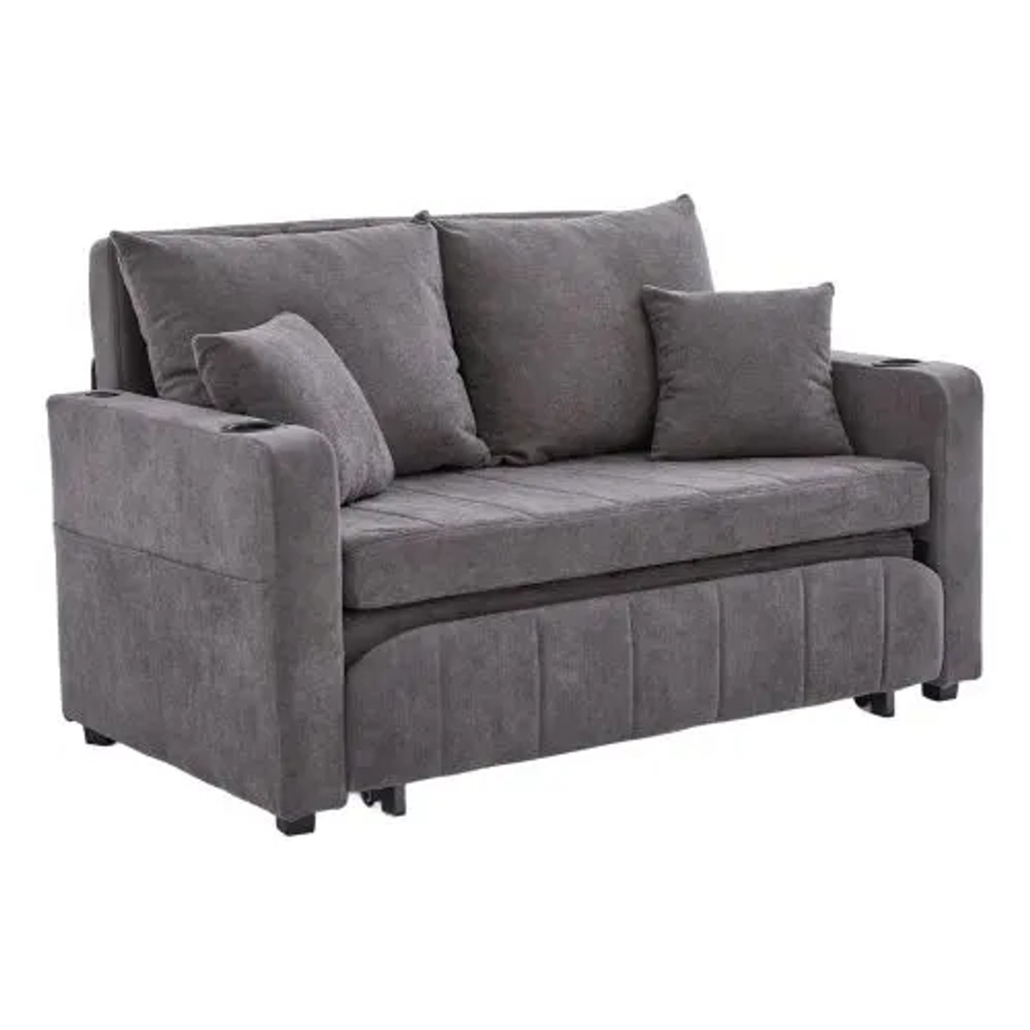 PXloue Sofabett Klappbares Ausziehsofa Kleines Wohnzimmersofa  Abnehmbar  Waschbar und USB-Ladefunktion Grau