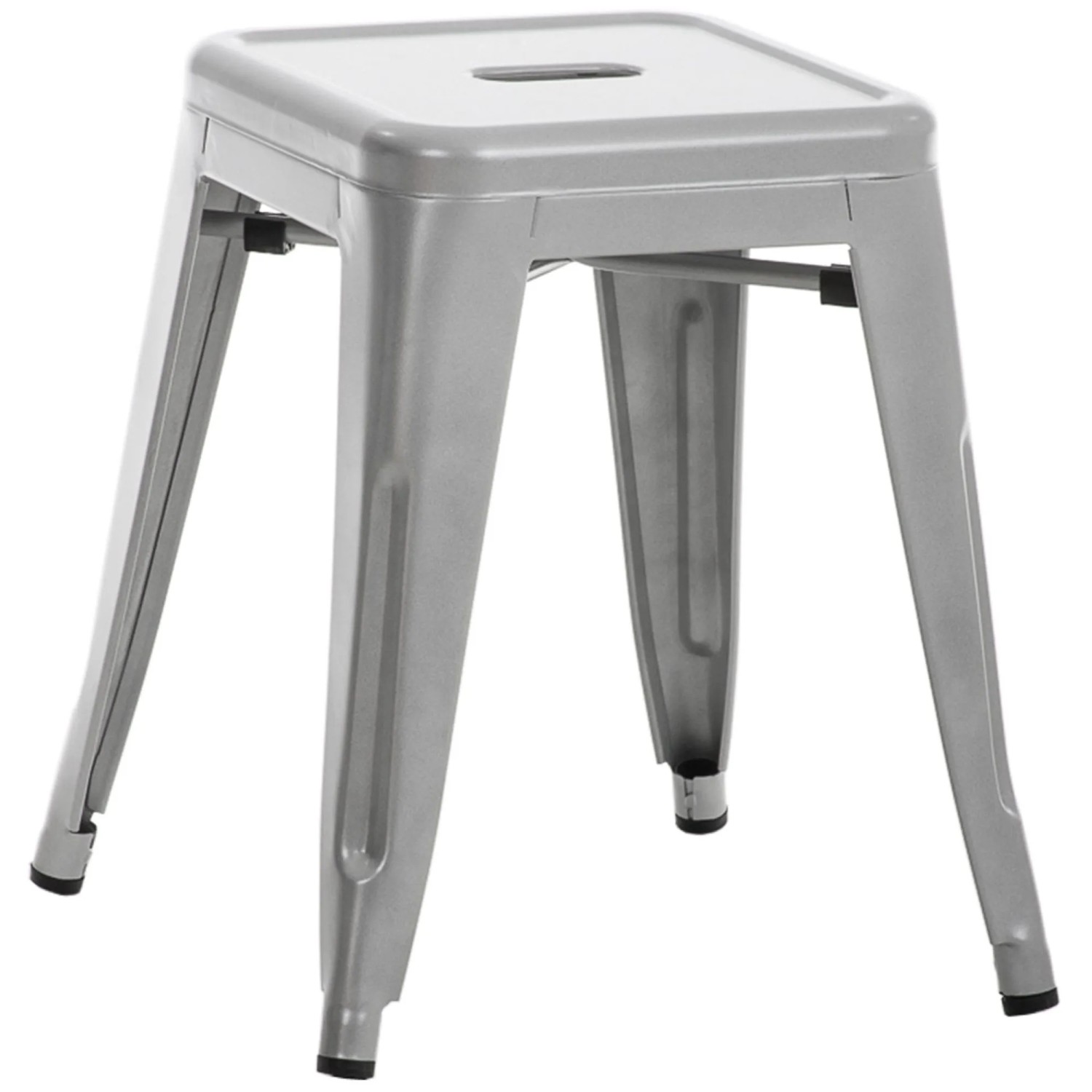 DELUKE Hocker FULDA 40x40x46cm Metall Silber Küchenhocker Esszimmerhocker Stapelhocker