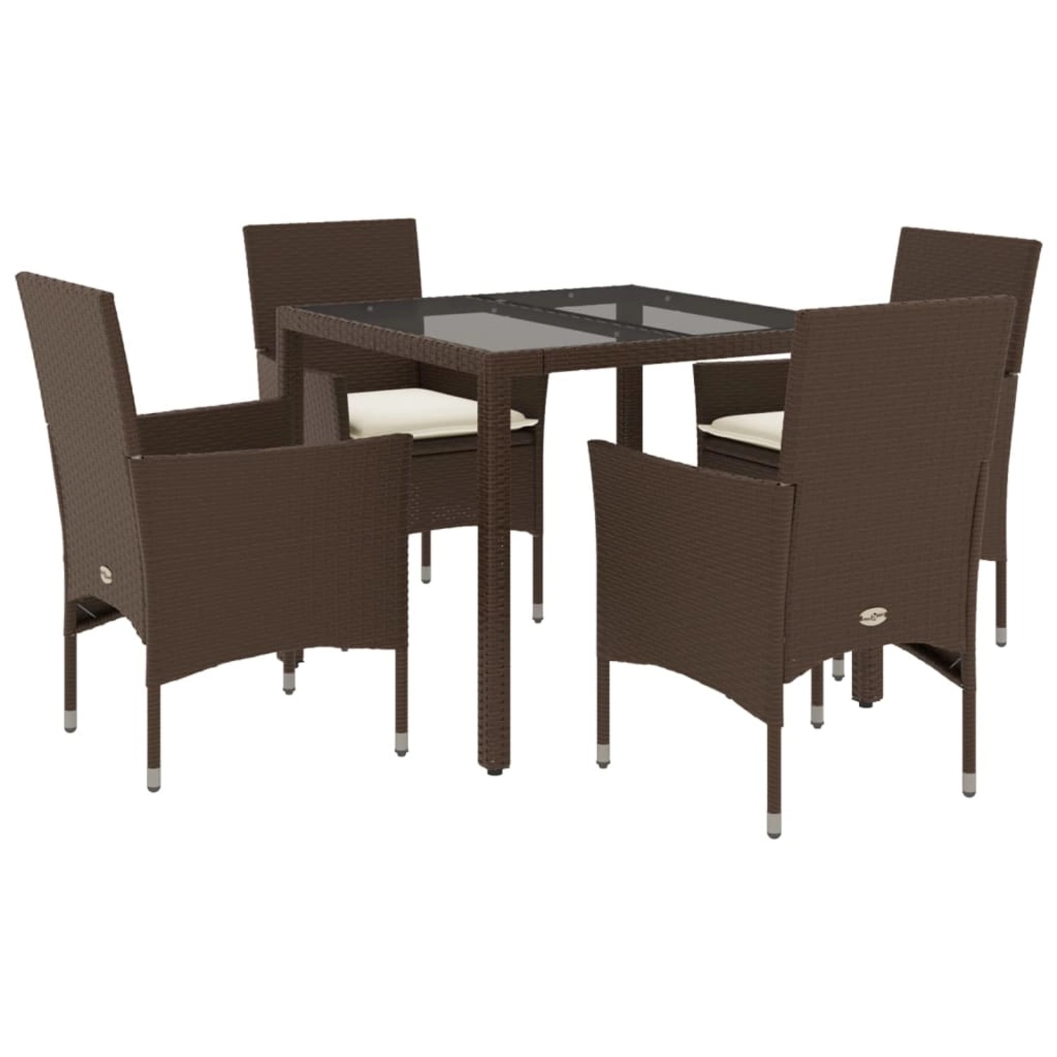 vidaXL 5-Tlg Garten-Essgruppe mit Kissen Braun Poly Rattan Glas 3278550 günstig online kaufen