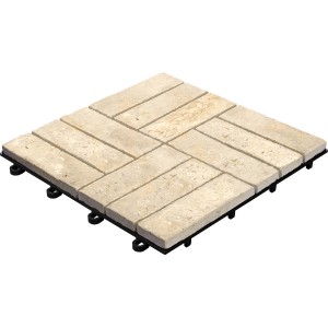 Florco Naturstein-Klickfliese Stone Travertine, 30x30cm, für Terrasse & Garten.