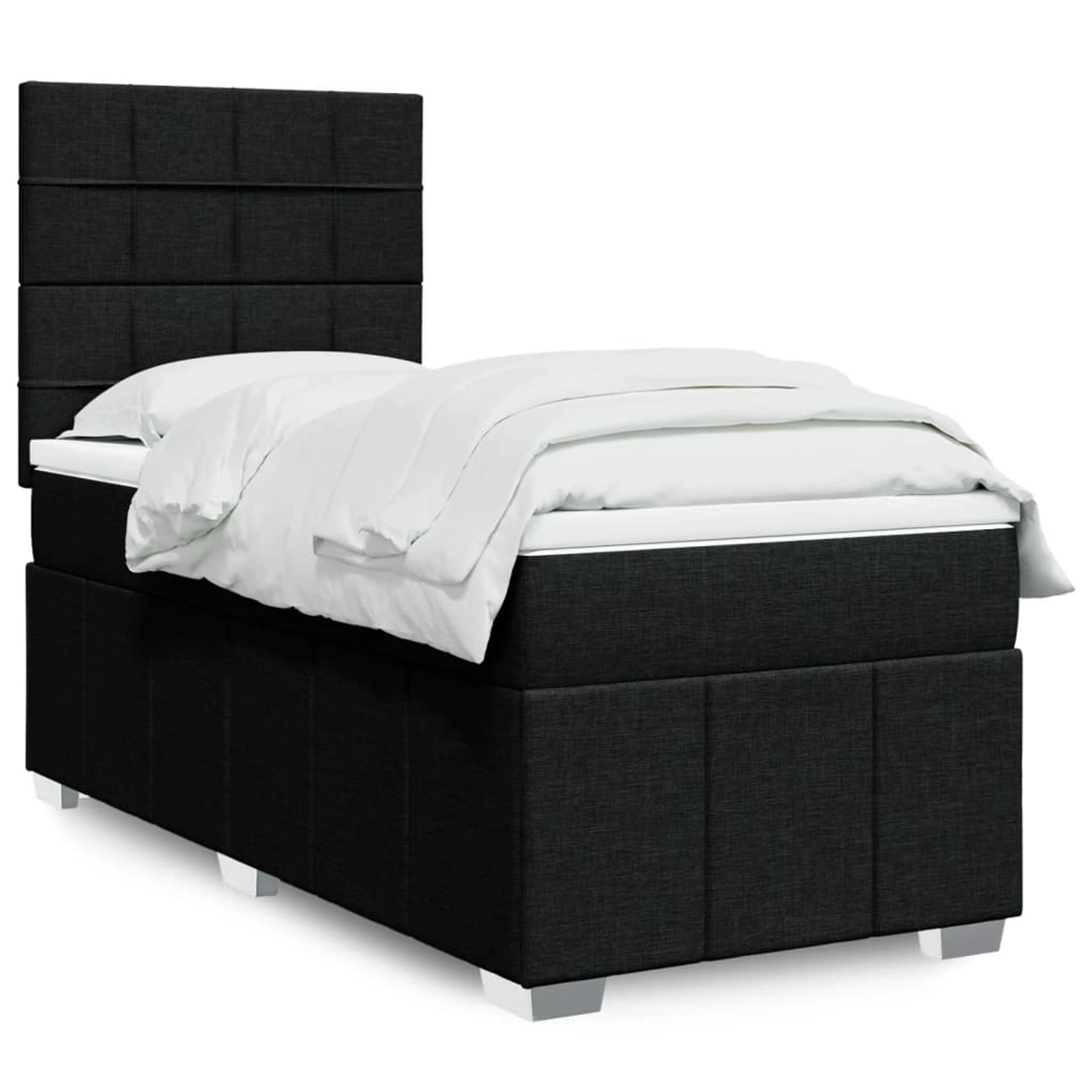 vidaXL Boxspringbett mit Matratze Schwarz 90x190 cm Stoff 3293825 günstig online kaufen