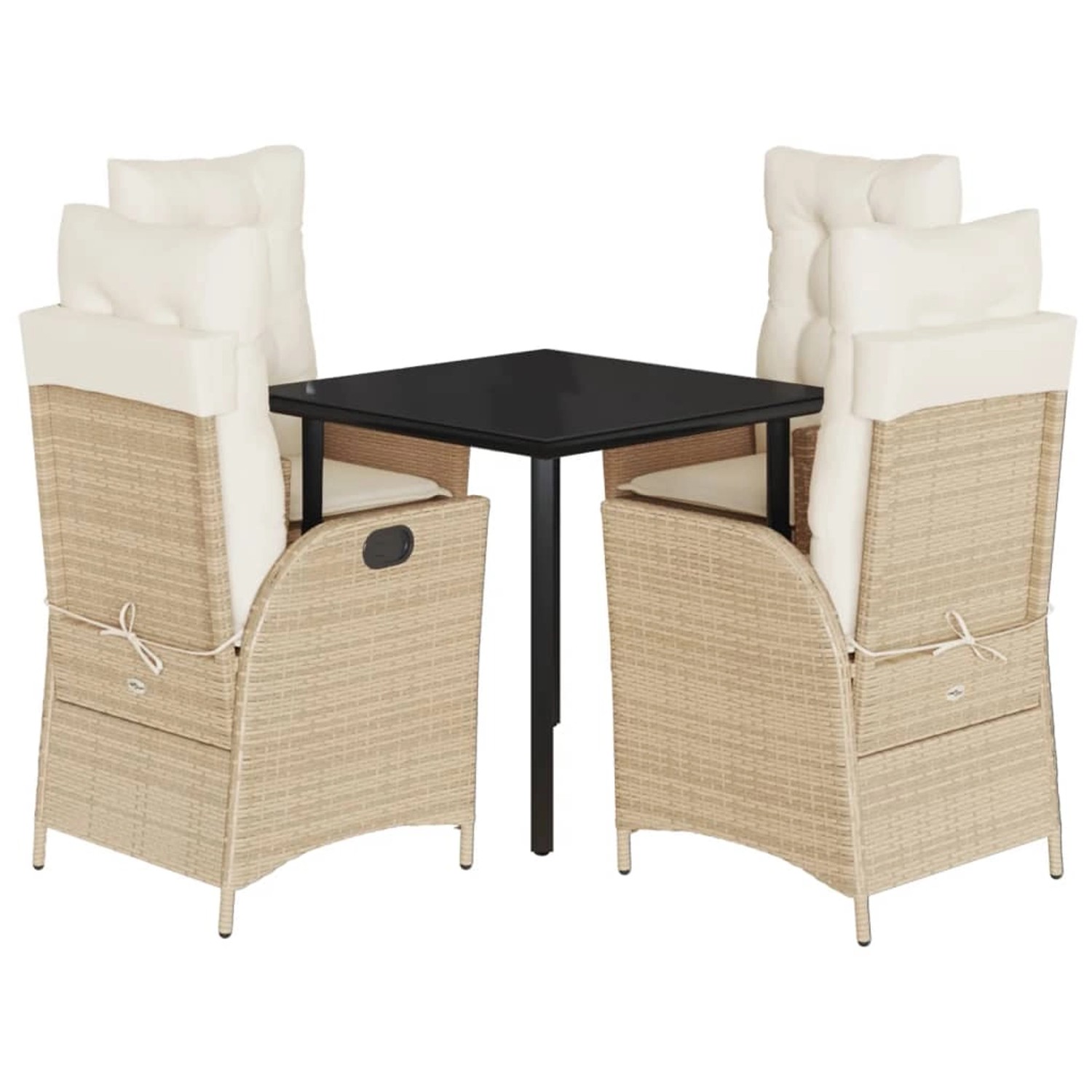 vidaXL 5-Tlg Garten-Essgruppe mit Kissen Beige Poly Rattan 3213245 günstig online kaufen