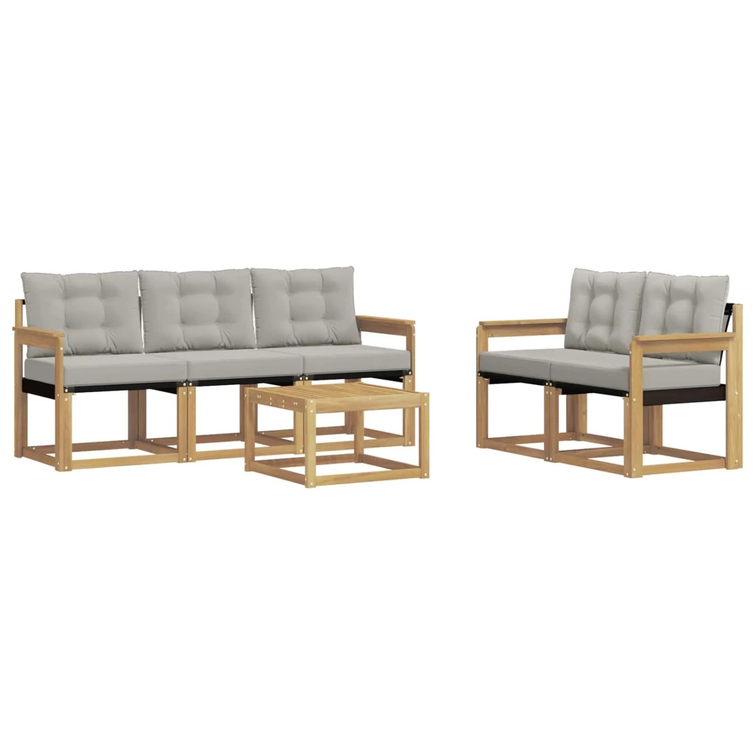 vidaXL Outdoor-Sofagarnitur mit Kissen 6-Tlg Weiß und Hellgrau 3389205