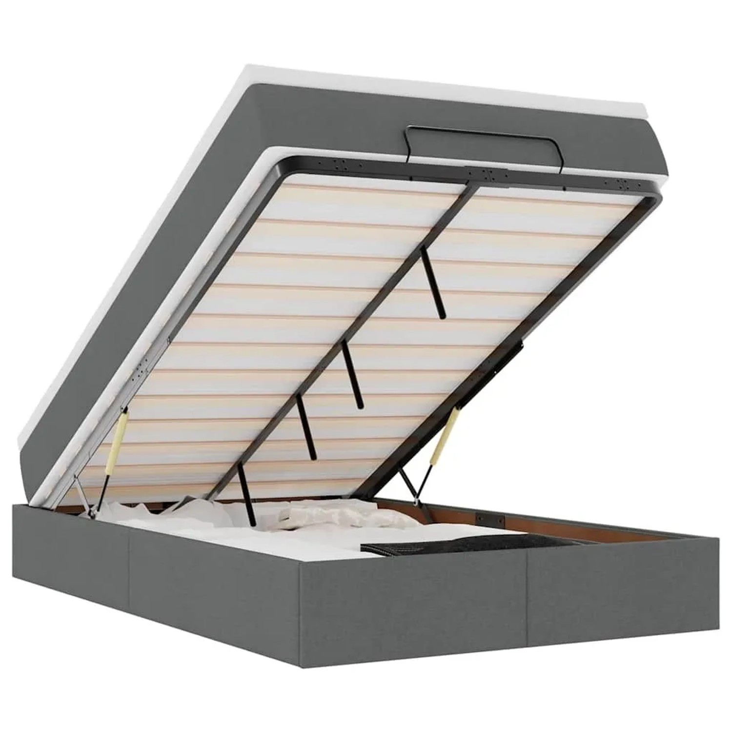 Thumbnail - vidaXL Ottoman-Bett mit Matratze Dunkelgrau 120x200 cm Stoff 3311100