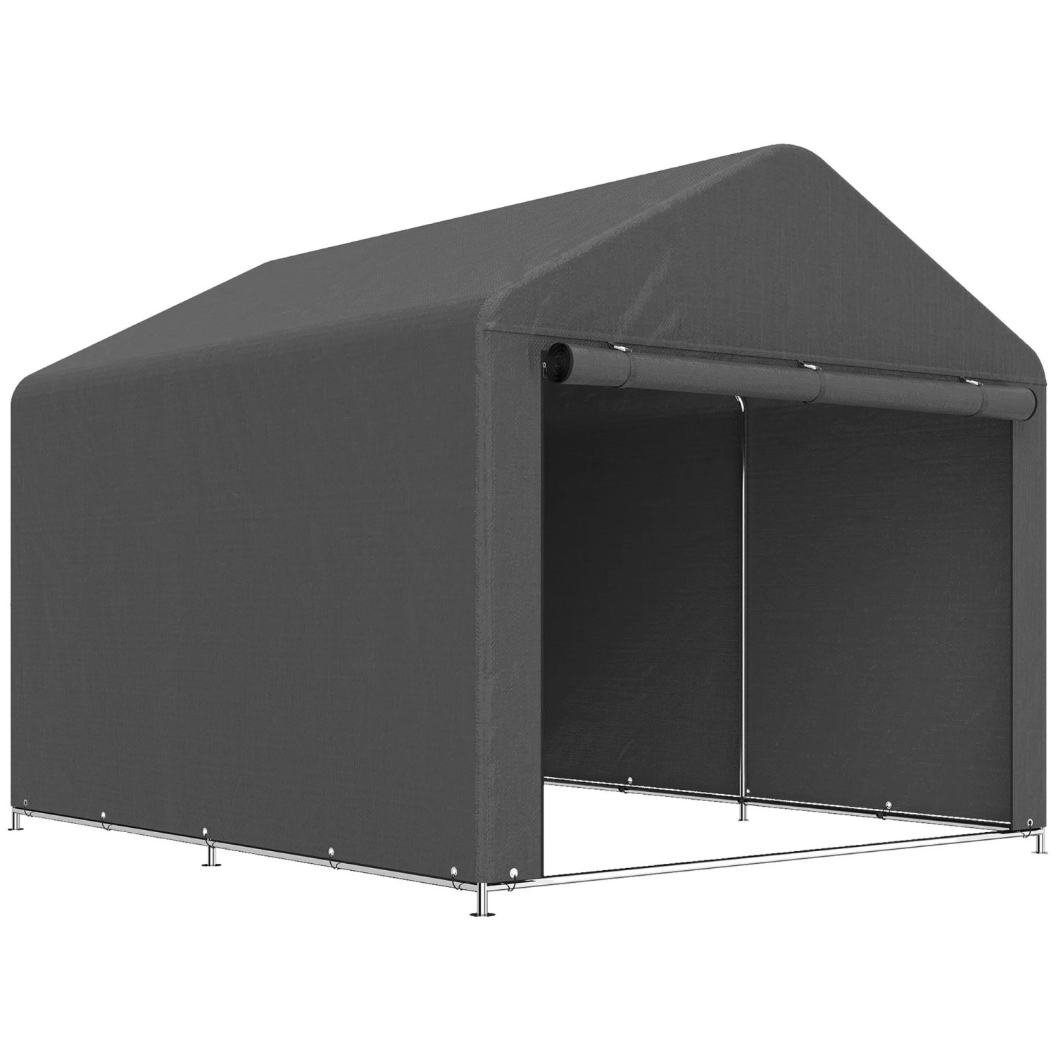 Outsunny Garagenzelt PE Metall 200 x 238 x 183 cm Dunkelgrau