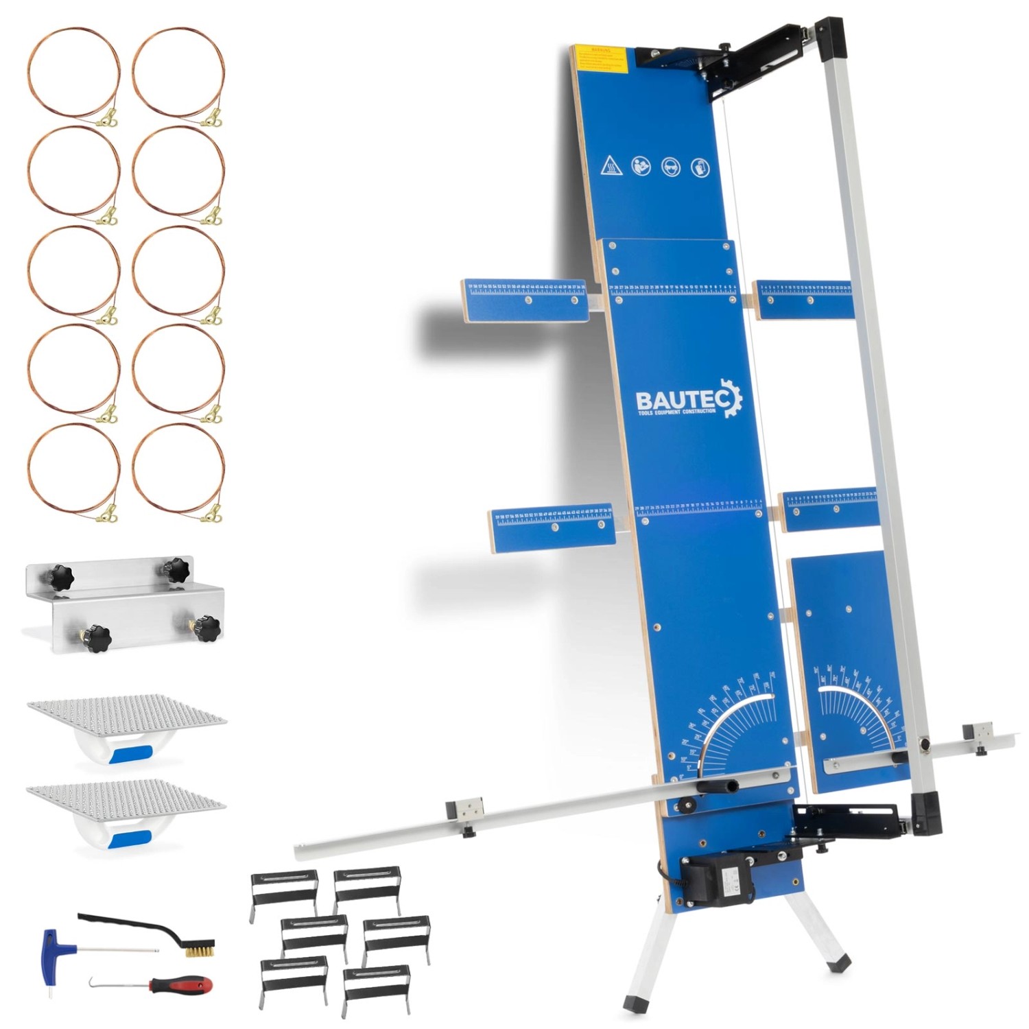 BAUTEC Styroporschneider GAZELLE 4 Heißdrahtschneider 200 W inkl. 10 Schneidedrähte Gerüsthalterung Schleifraspel