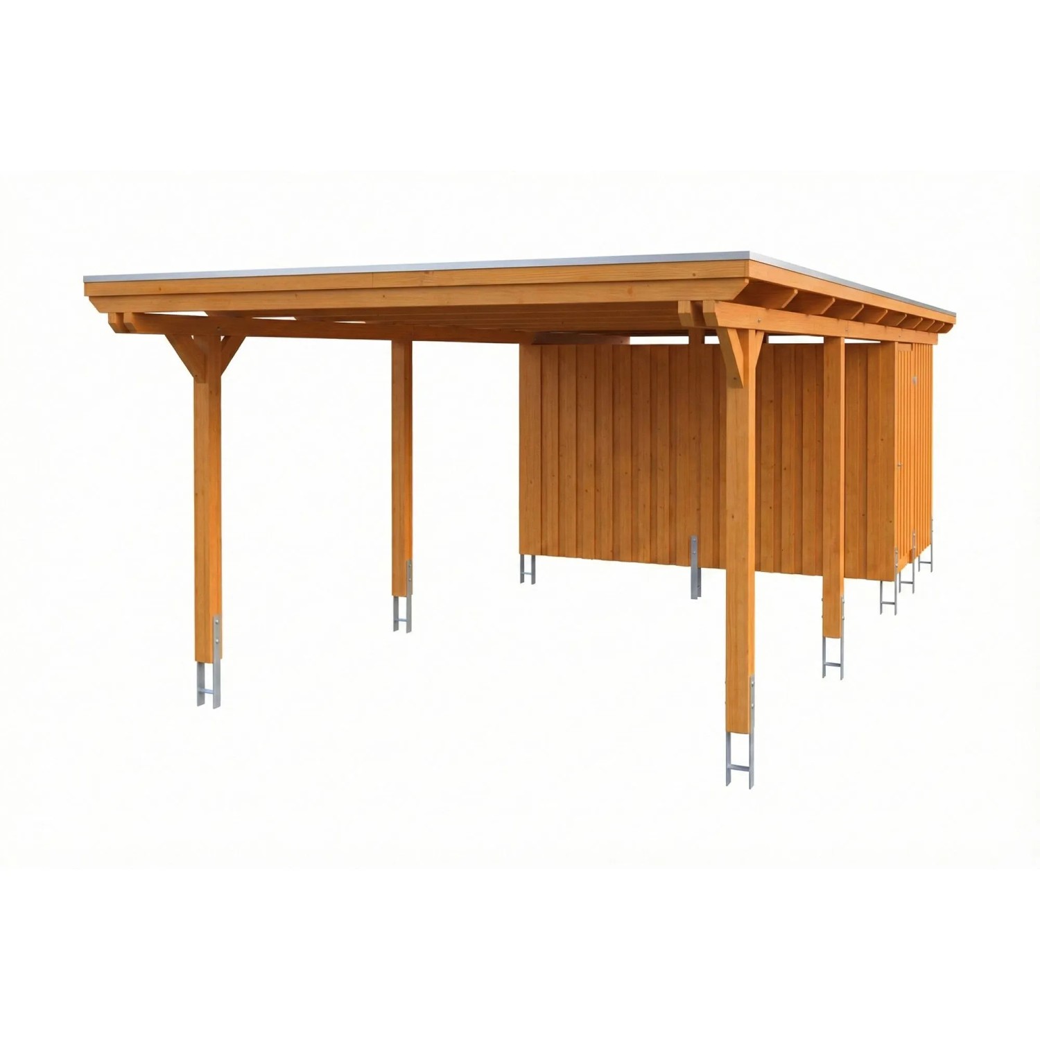Skan Holz Carport Emsland EPDM-Dach mit Abstellraum 402 cm x 846 cm Eiche Hell