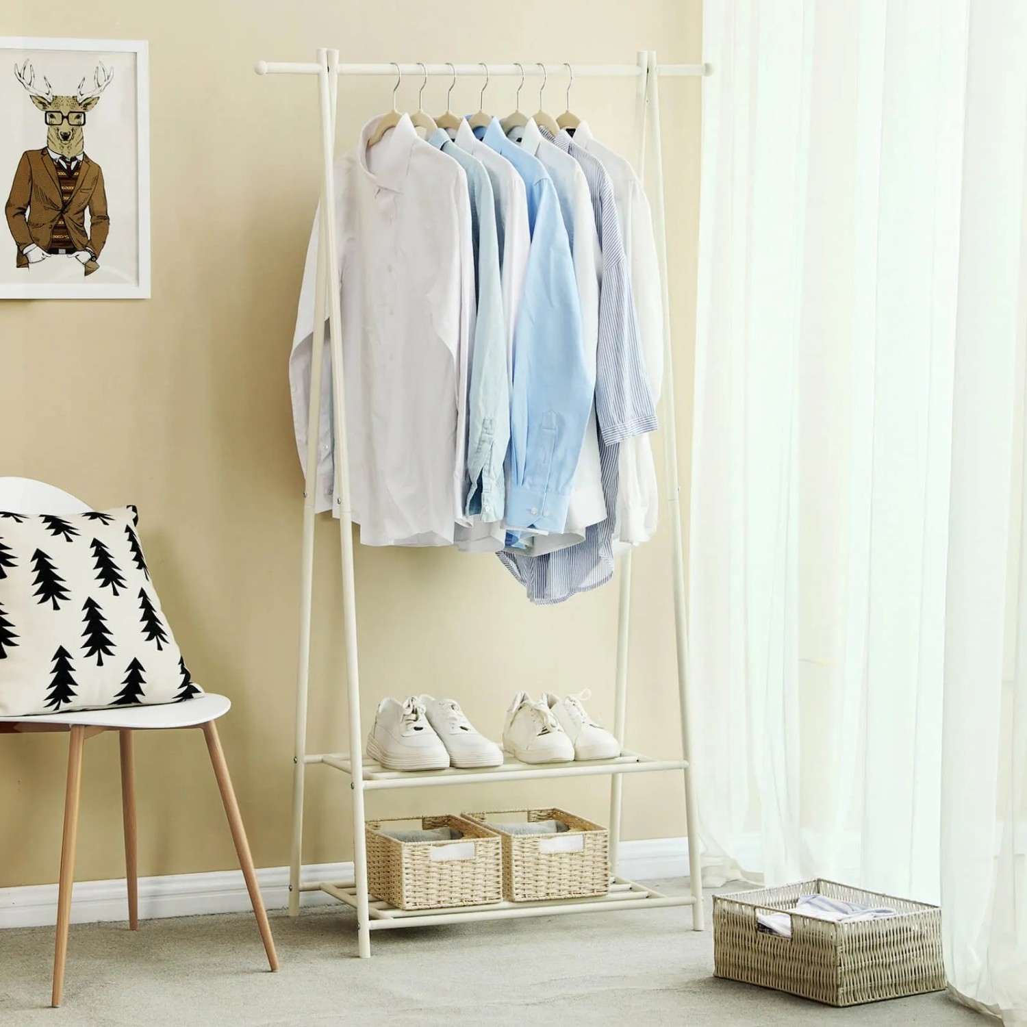 Songmics Kleiderständer mit Ablage 40 x 87,5 x 155 cm Weiß kaufen bei OBI