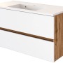 Held Möbel Einzelwaschtisch Bari, 100 cm, Weiß Matt mit Softclose. Waschbeckenunterschrank mit zwei Schubladen.