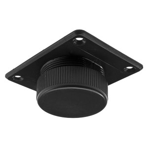 Schwarzer Hettich Möbel-Höhenversteller aus Kunststoff, zum Anschrauben und bis 20 mm höhenverstellbar.