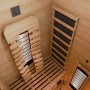 Innenansicht Artsauna Infrarotkabine Kiruna90 Premium aus Hemlock-Holz mit Dual Technologie.
