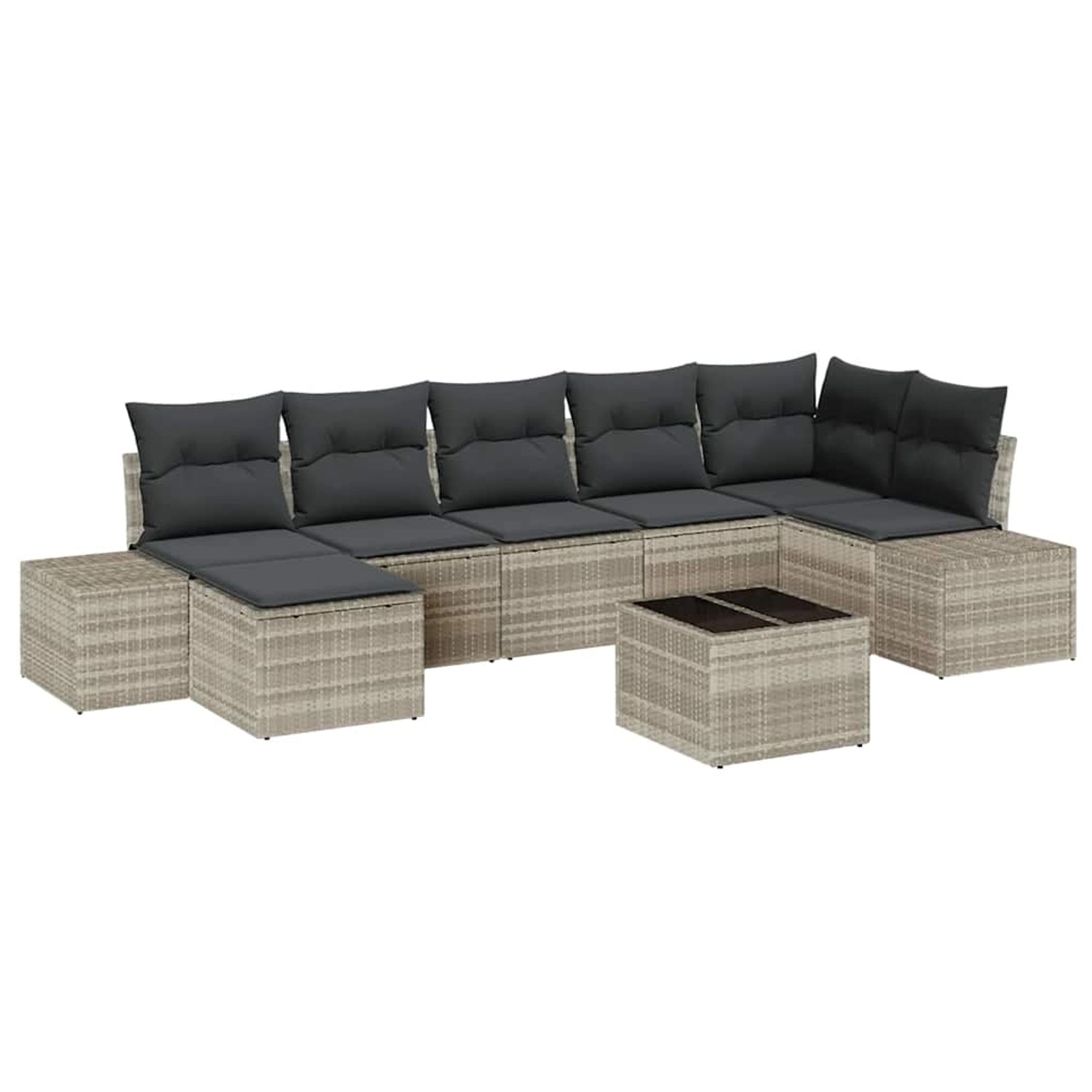 vidaXL Garten-Sofa-Set mit Kissen 8-Tlg Hellgrau Poly Rattan 3347162 günstig online kaufen
