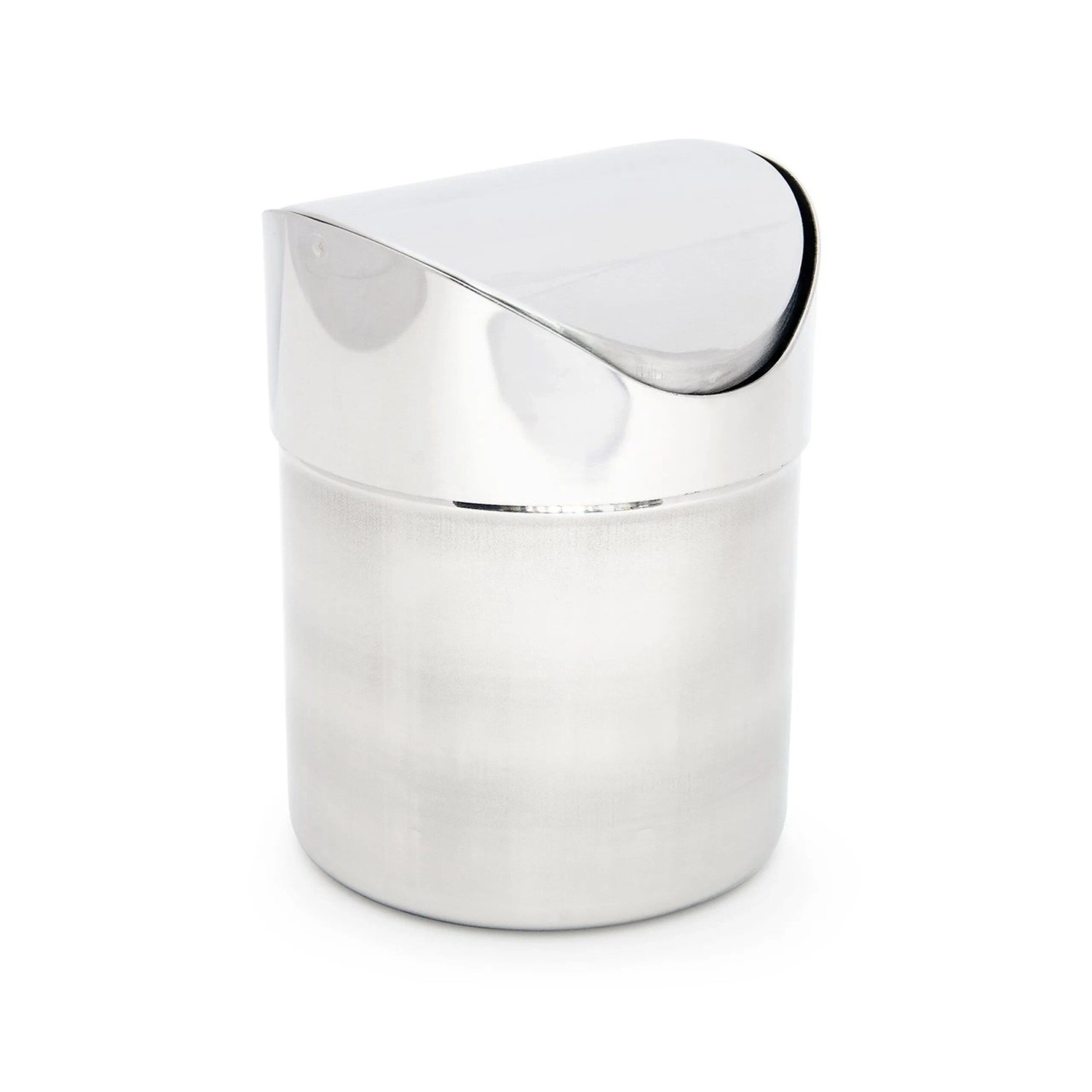 Relaxdays Tischabfallbehälter Edelstahl Schwingdeckel 1,2 Liter 15,5 cm x 12 cm 0,4 kg