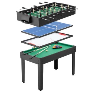 Tectake Multifunktionaler Spieltisch Sirgamealot 15In1 Umfangreiches Zubehörset  123 x 125 x 83 cm Schwarz Grün