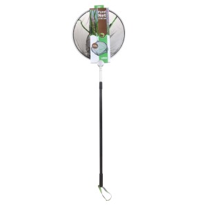 Runder Velda Teichkescher mit 46 cm Durchmesser und ausziehbarem Teleskopstiel bis 180 cm für Teichpflege.
