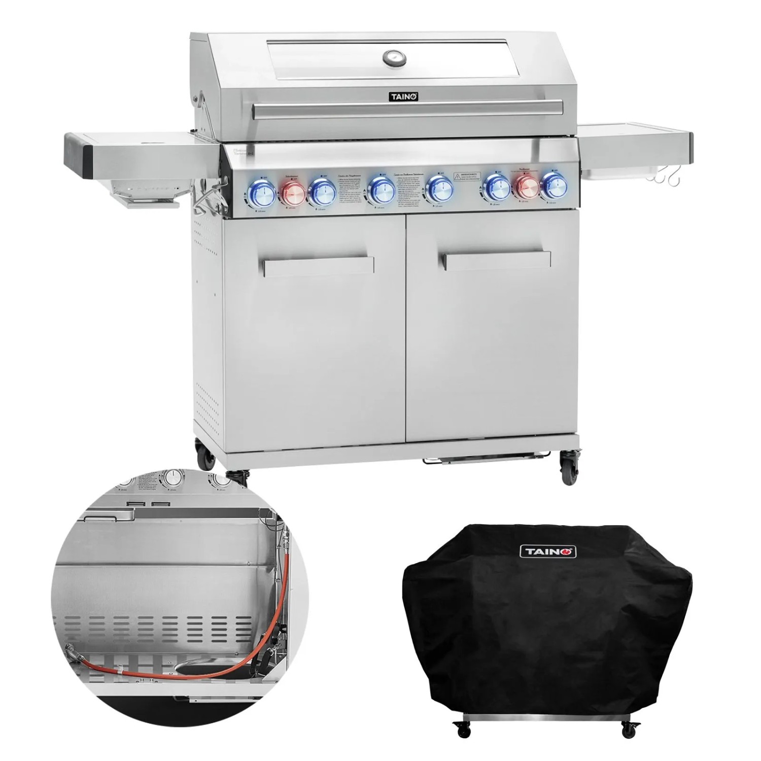 Taino Platinum Yamara 6+2 Set Mit Haube Gasgrill Edelstahl 6 Brenner Sear-Burner Backburner