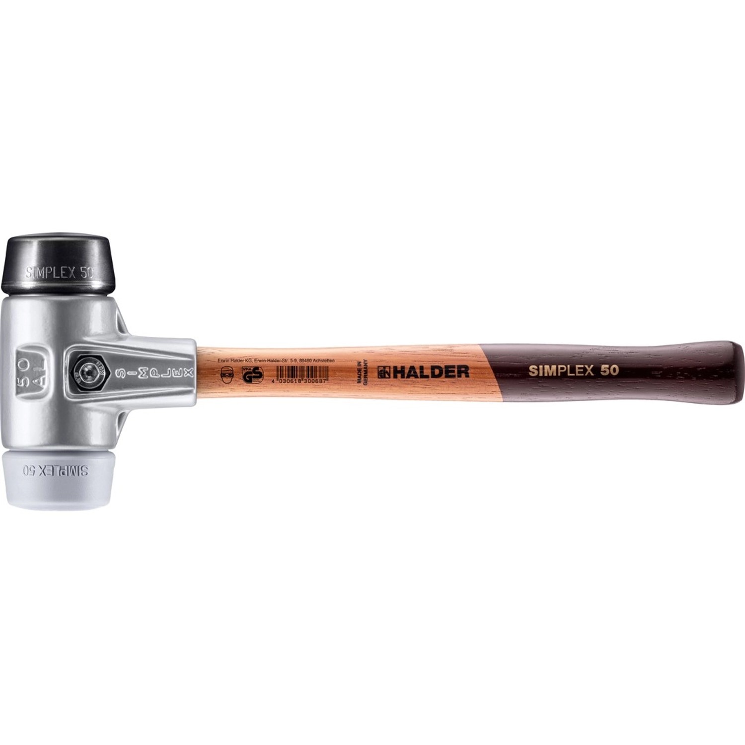 Halder Simplex Schonhammer Ø 50 mm Gummi   TPE-mid Grau mit Aluminiumgehäus günstig online kaufen