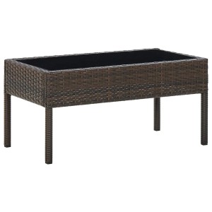 Brauner vidaXL Gartentisch aus Rattan, 75x40x37 cm, mit Glasplatte. Ideal für den Garten.