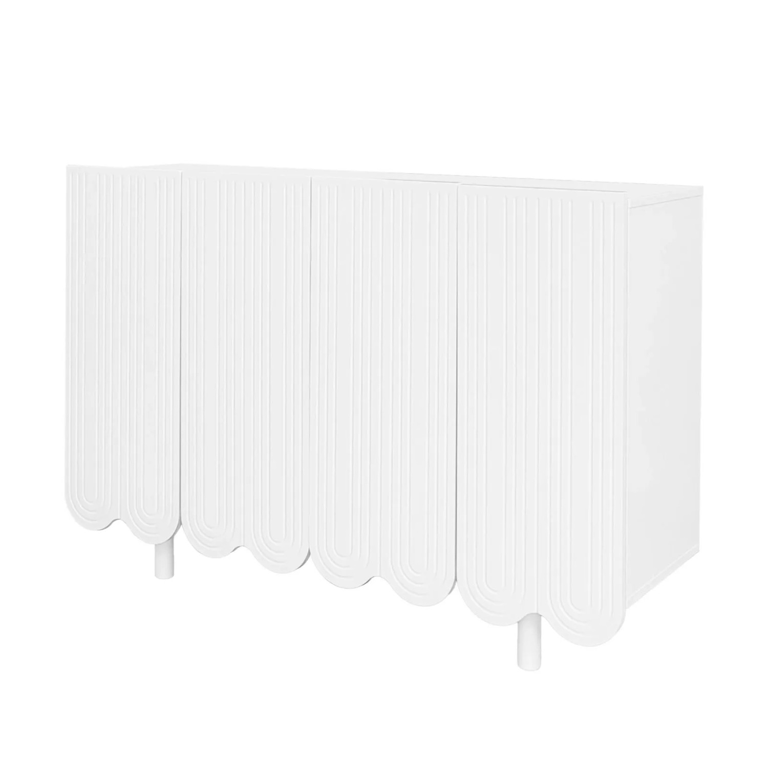 PXloue Wohnzimmerschrank Sideboard 120 cm Weiß mit 4 Türen und Dämpfungsscharnieren