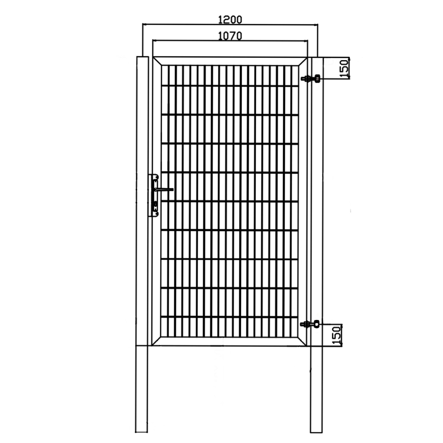Gartentor Industrietor für Doppelstabzaun 8/6/8 mm Anthrazit 120 cm x