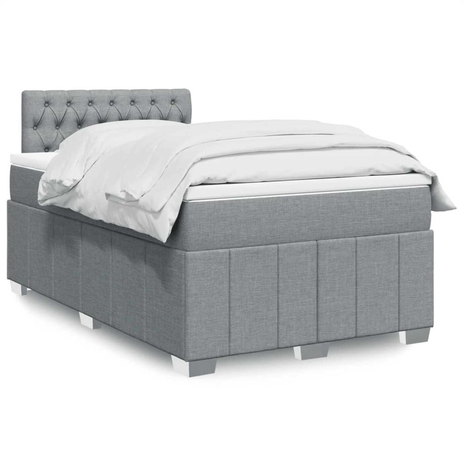vidaXL Boxspringbett mit Matratze Hellgrau 120x200 cm Stoff 3289342 günstig online kaufen