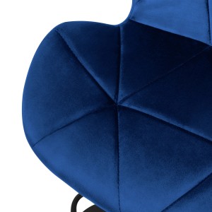 Detailaufnahme: Blauer Samt Barhocker (2er Set) von ML-Design mit Rückenlehne.