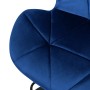 Detailaufnahme: Blauer Samt Barhocker (2er Set) von ML-Design mit Rückenlehne.