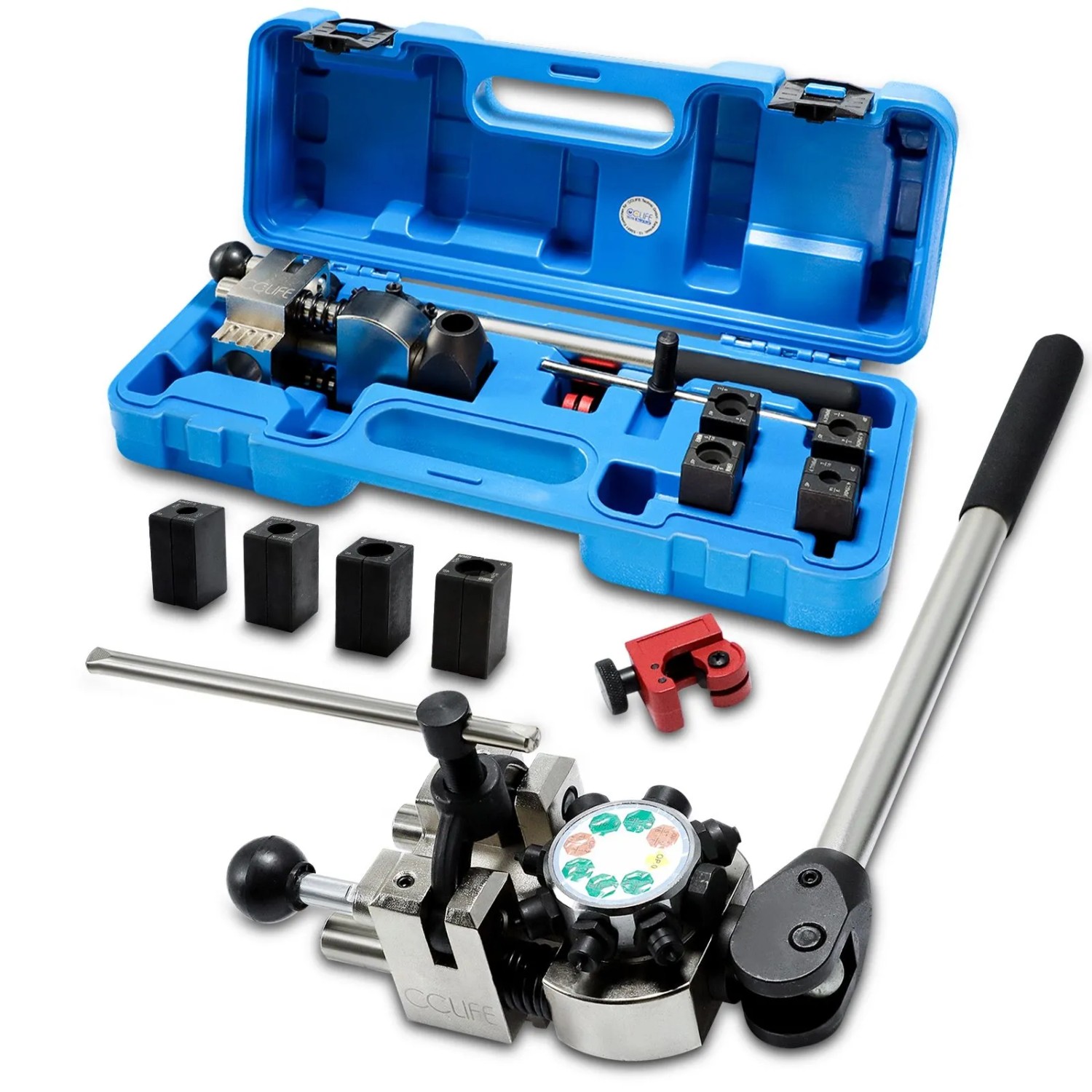 CCLIFE Hydraulisches Bremsleitungs Bördelgerät 45° mit 4 Schneideisen Ø 4,75-9,5 mm