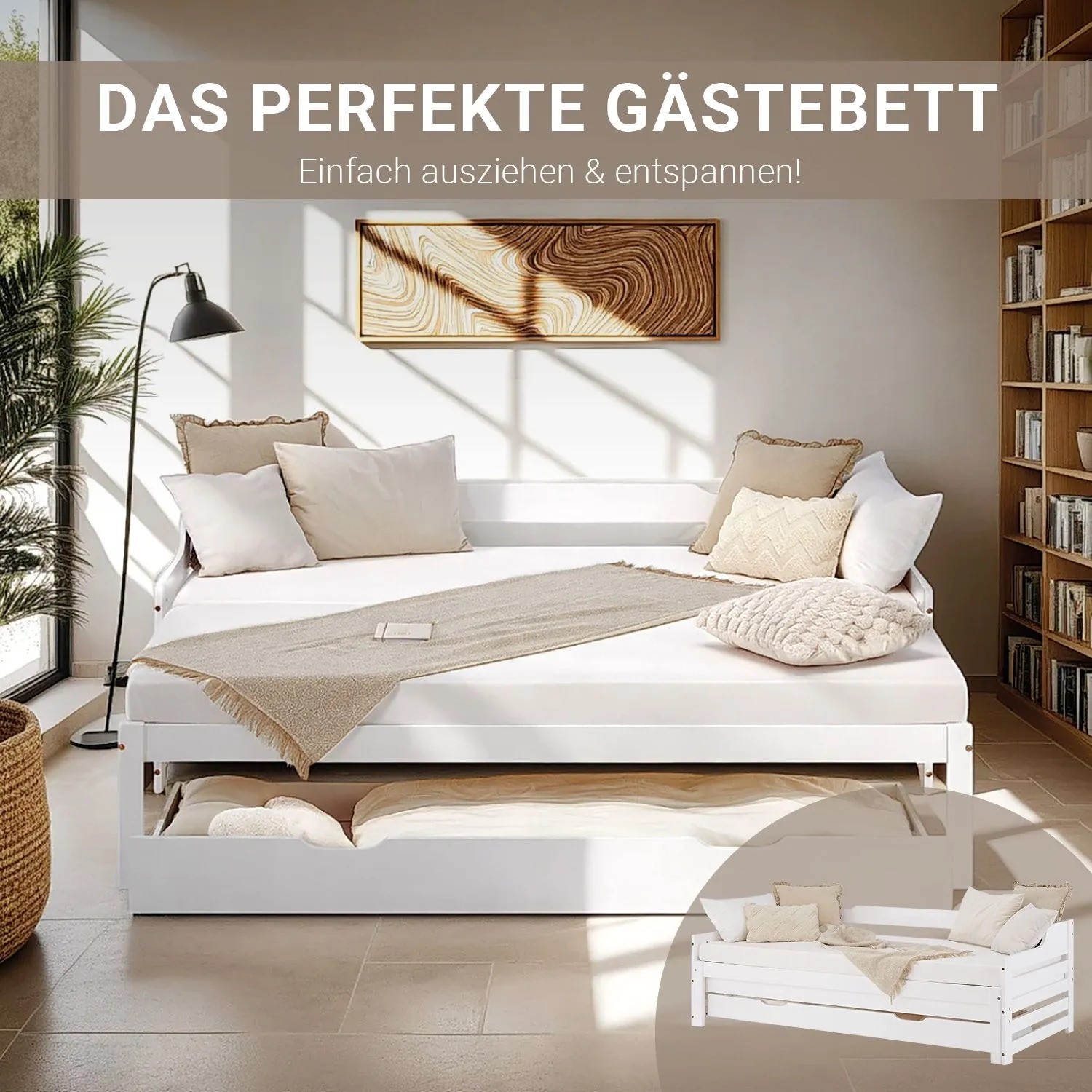 Homestyle4u Tagesbett ausziehbar mit Stauraum 90 x 200 cm inkl. Lattenrost kaufen bei OBI