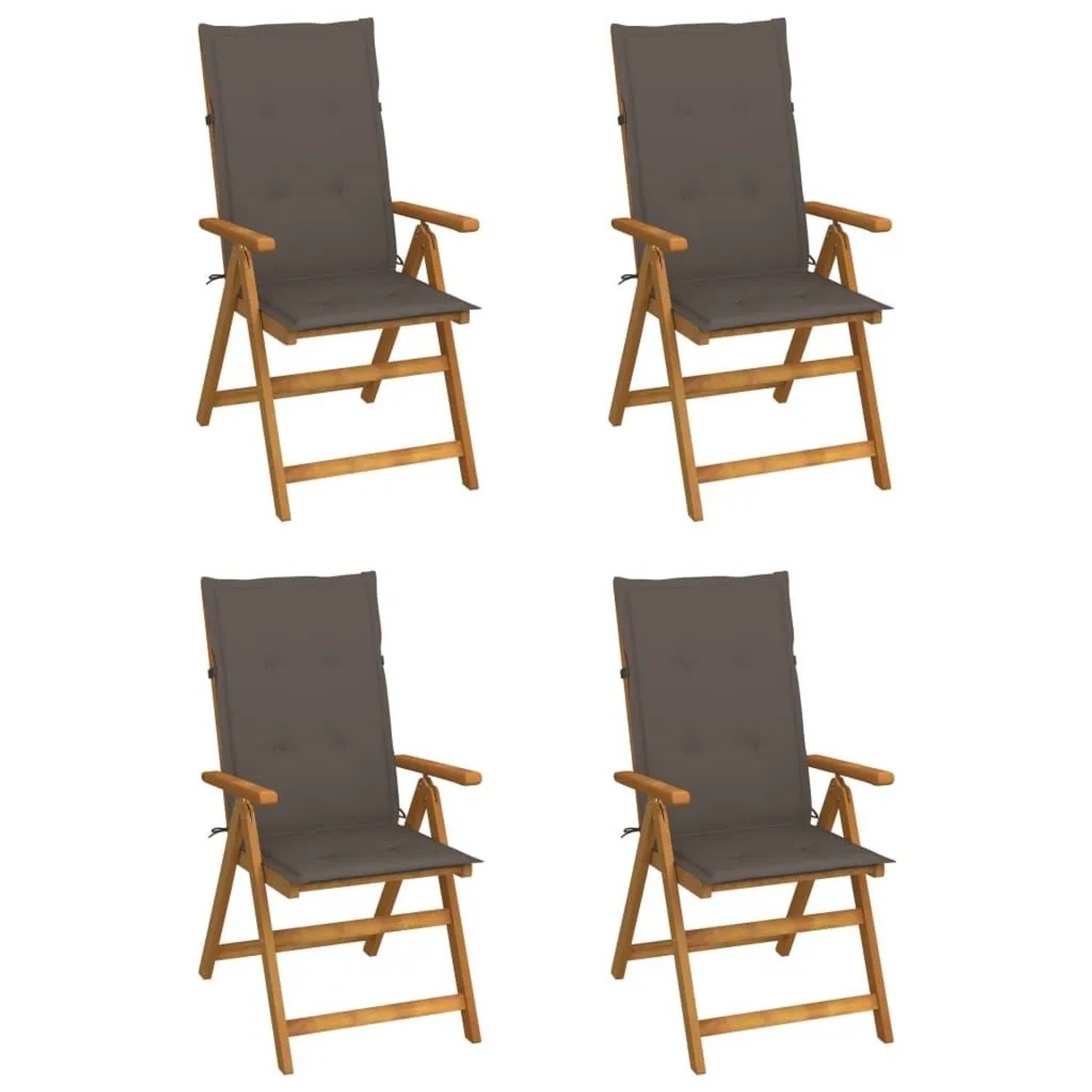 vidaXL Hochlehner Verstellbar 4 Stk mit Auflagen Massivholz Akazie 3065355