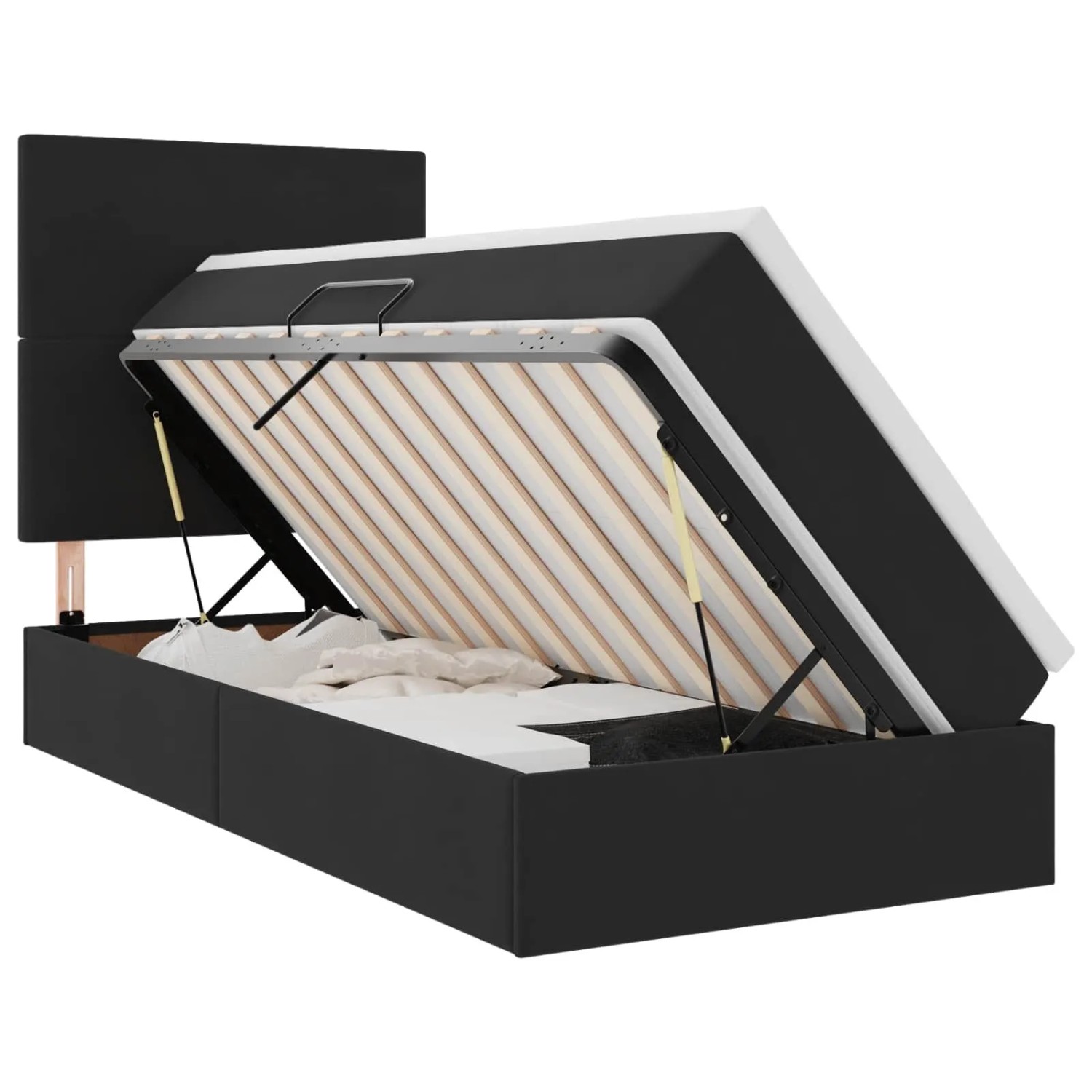vidaXL Bett mit Stauraum und LED mit Matratze Schwarz 90 x 190 cm Samt 3372575