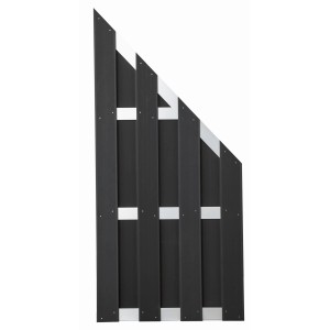 GroJa Fertigzaun Schräg in Anthrazit, 84,3x180/90 cm, für Sichtschutz im Garten.