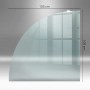 Transparente Glasbodenplatte Viertelkreis 100x100 cm für Kamin & Ofen. Aus gehärtetem Glas.