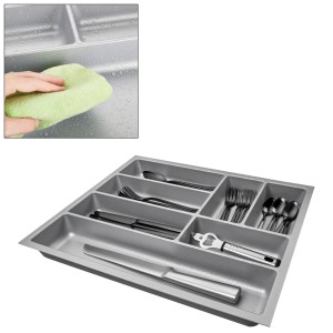 SOTECH ORGA-BOX-2 Besteckeinsatz Tiefe 462 mm Höhe 50,5 mm Für Nobilia Küchen Canvas Struktur Silbergrau Breite 409 mm