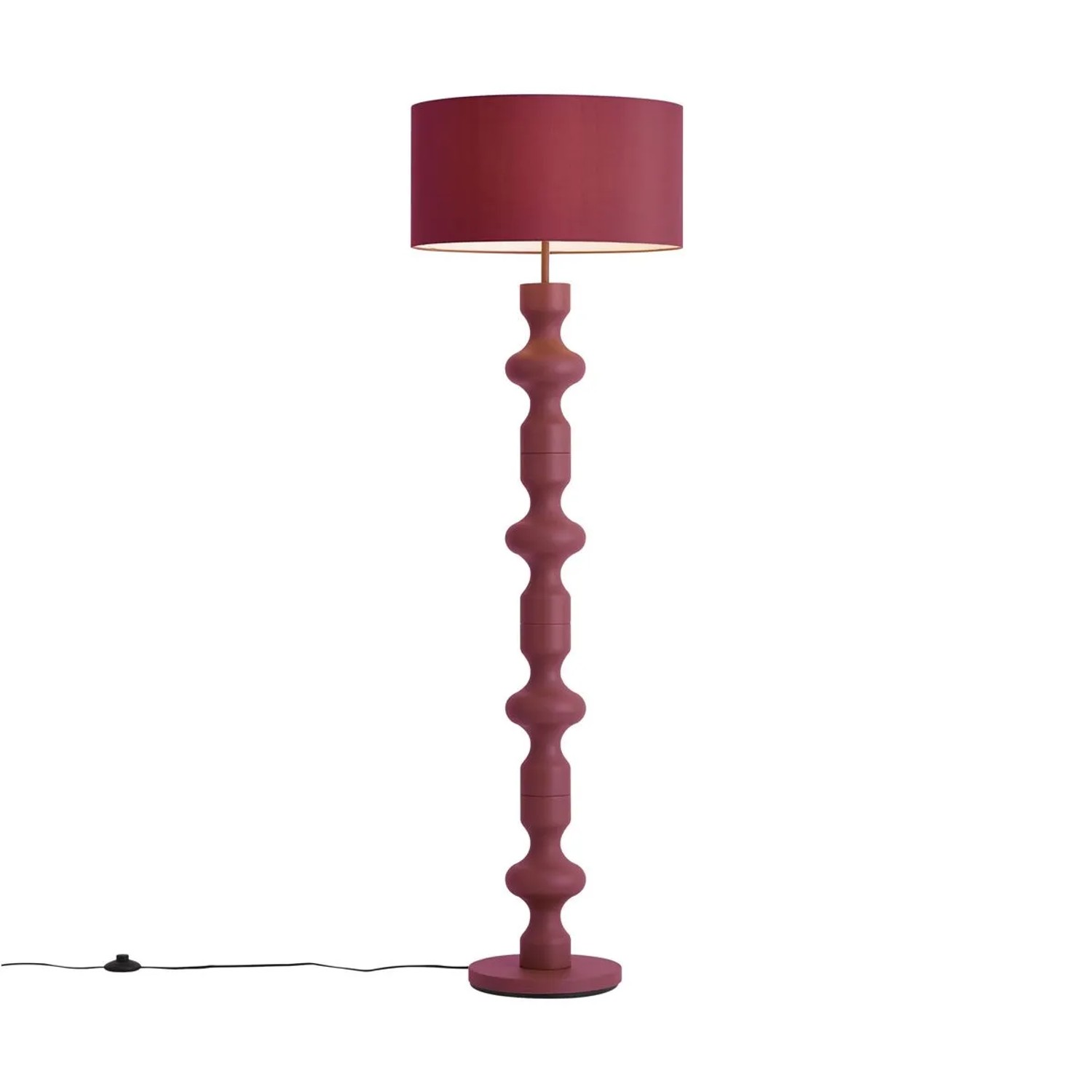 QAZQA Retro Stehleuchte Pflaumenfarben mit STOffschirm 160 cm Captain