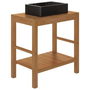 vidaXL Waschtisch Massivholz Teak mit Waschbecken Marmor Schwarz 3058159