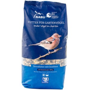 Vogelfutter mit Insekten, 1kg Packung. Streufutter für Wildvögel, empfohlen von NABU & LBV.