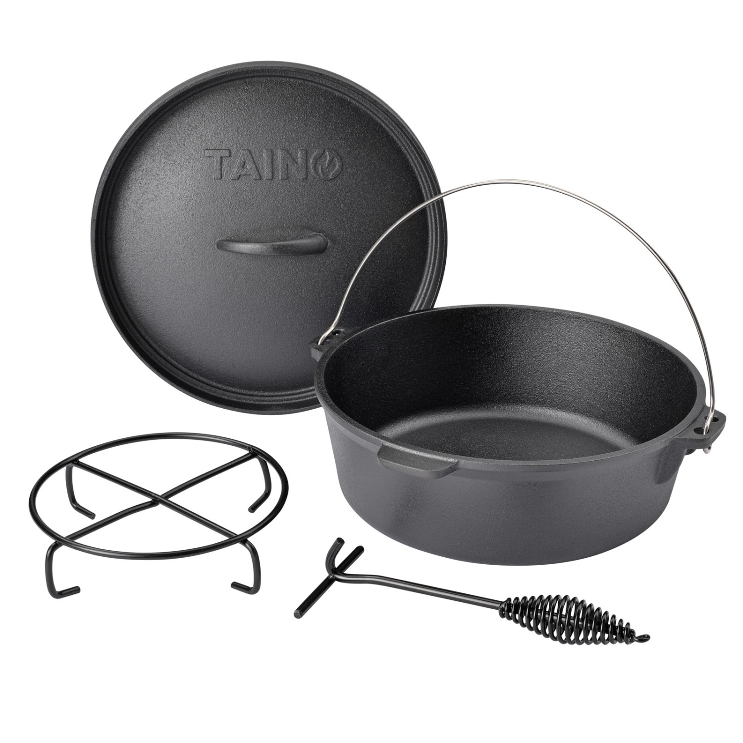 Taino Dutch Oven 6L Gusseisen Feuertopf Deckelheber Grillzubehör Dopf günstig online kaufen