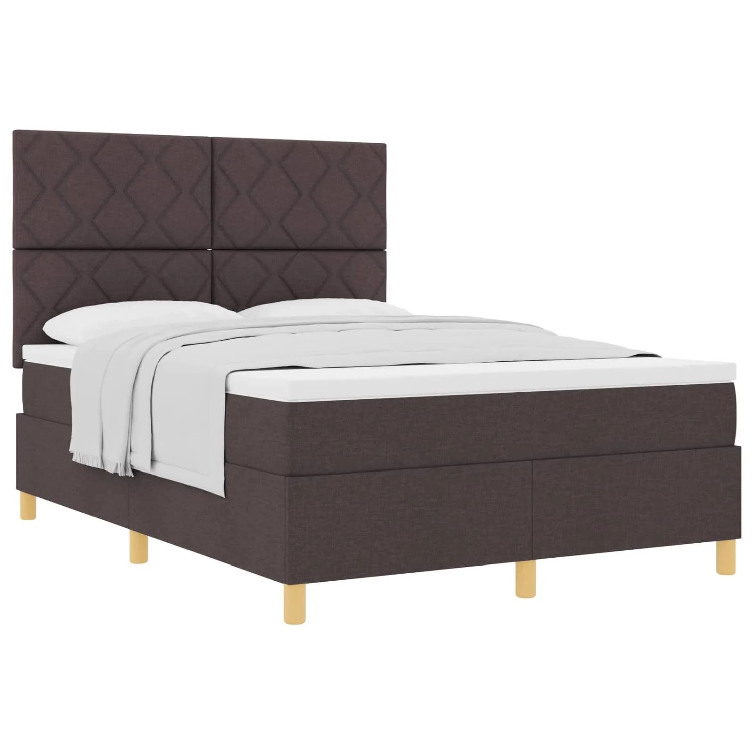 vidaXL Boxspringbett mit Matratze Dunkelbraun 160 x 200 cm Stoff 3339710