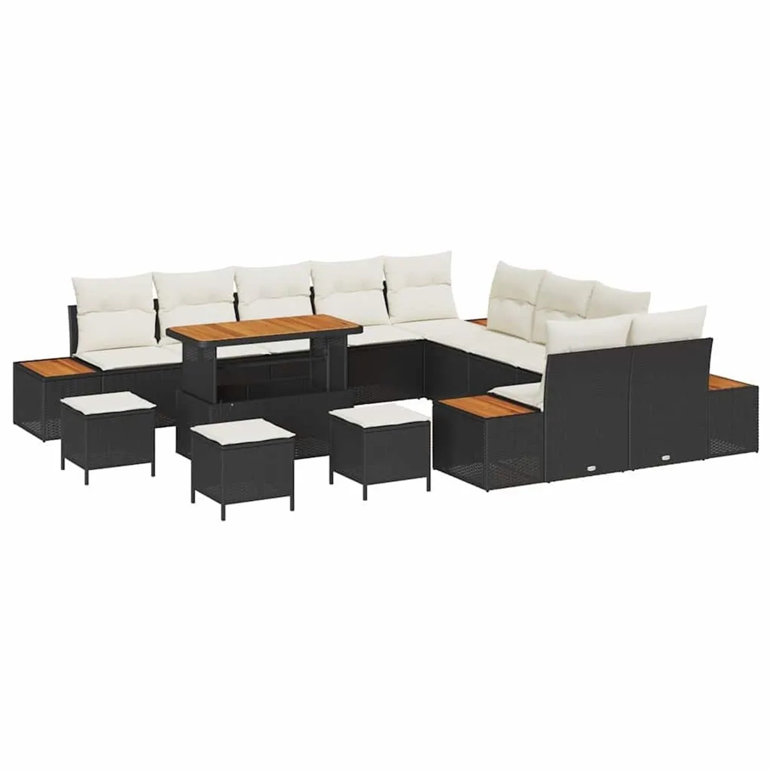 vidaXL Gartensofa-set mit Kissen 14-Tlg Schwarz Poly-Rattan 3364930 günstig online kaufen