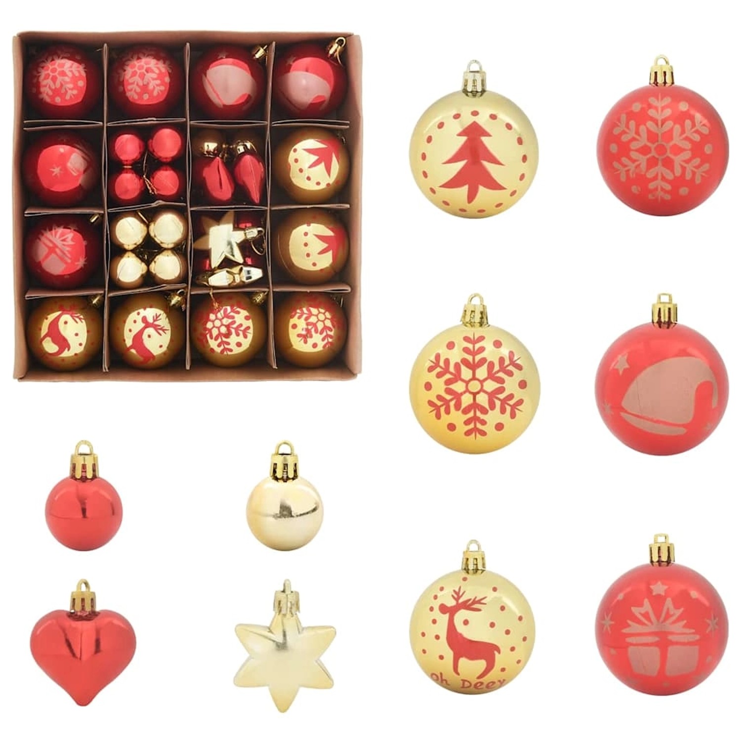 vidaXL Weihnachtskugel-Set 40-Tlg Gold und Rot 42018845